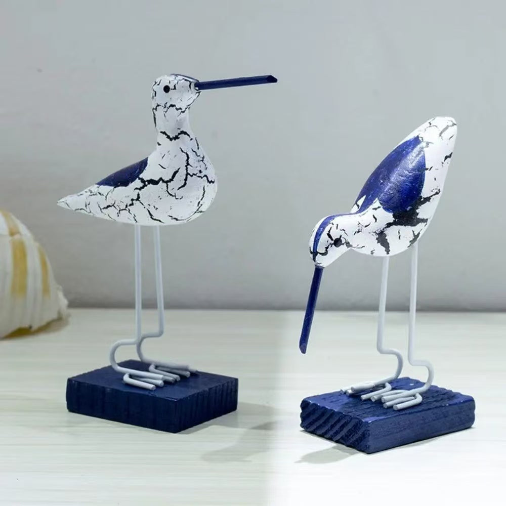 WOODEN SEABIRD SCULPTURE SET