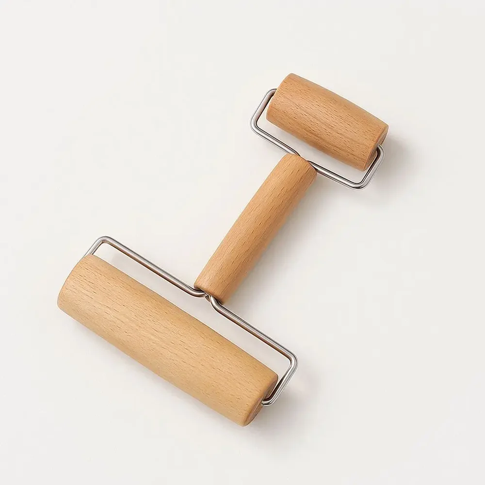 Beechwood Dual-Head Rolling Pin Set – Pancake & Pizza Dough Roller