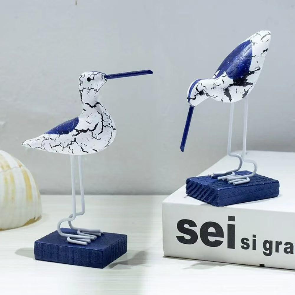 WOODEN SEABIRD SCULPTURE SET