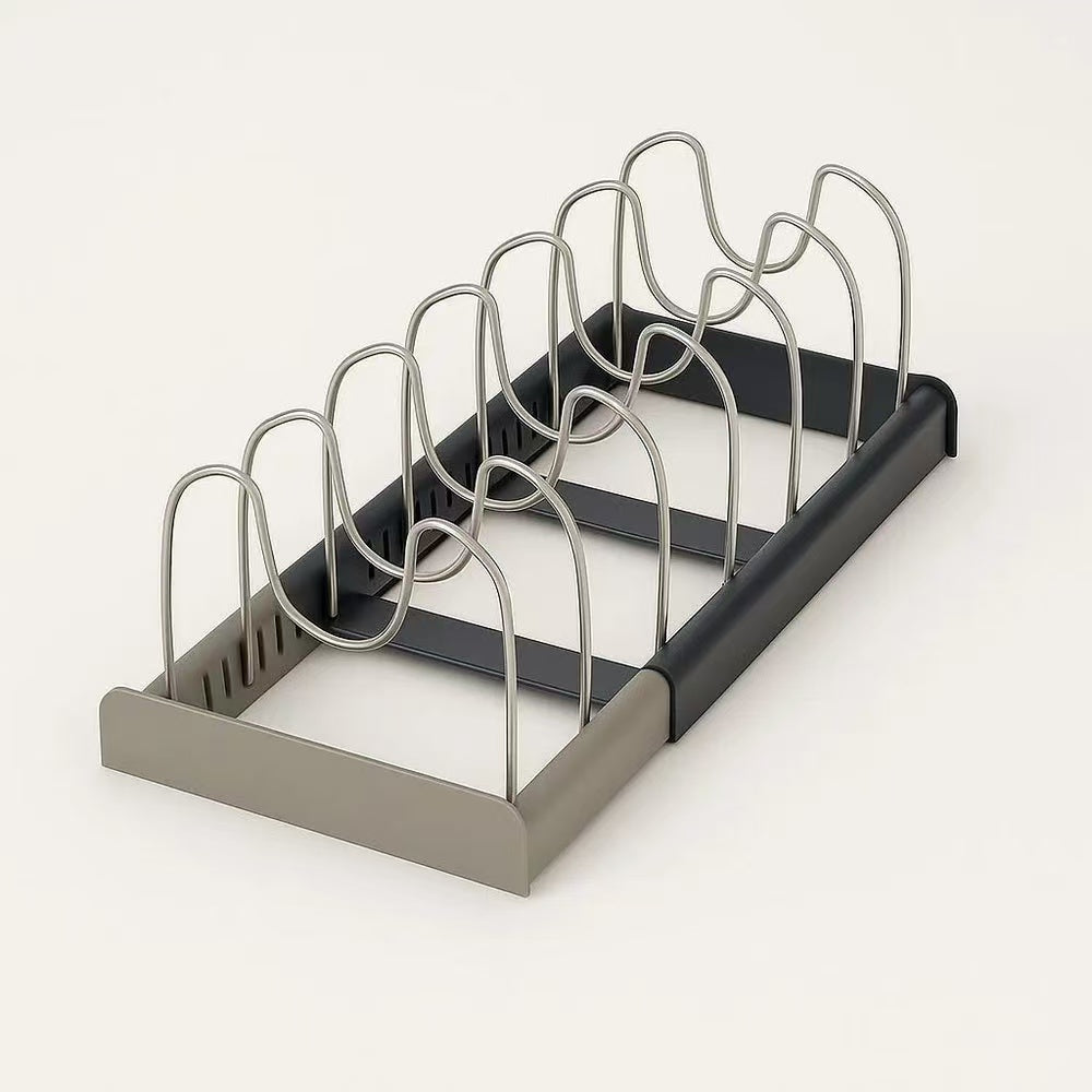 ADJUSTABLE STAINLESS STEEL POT LID ORGANIZER