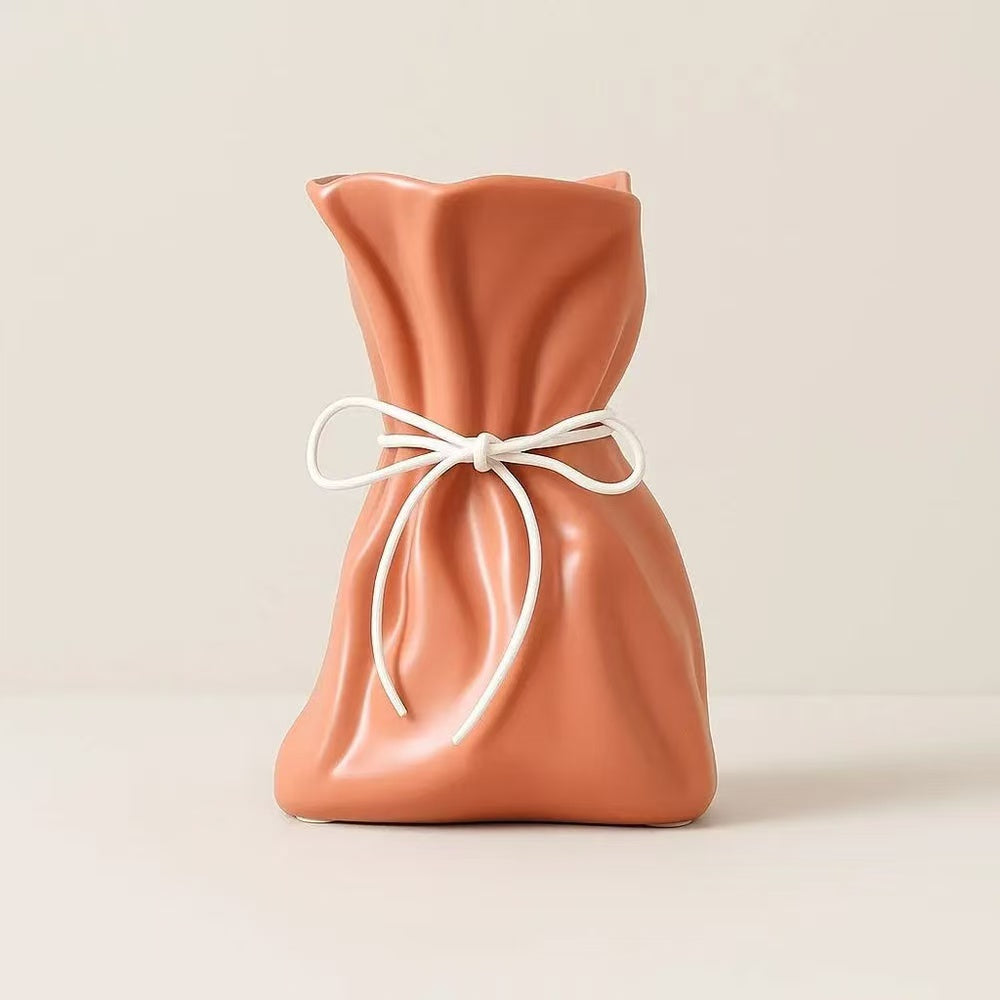 CERAMIC DRAWSTRING ROPE VASE