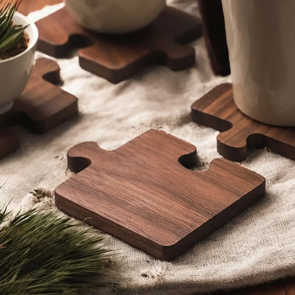 WALNUT  PUZZLE CUP COASTERS