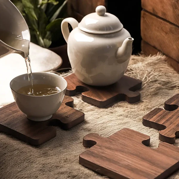 WALNUT  PUZZLE CUP COASTERS