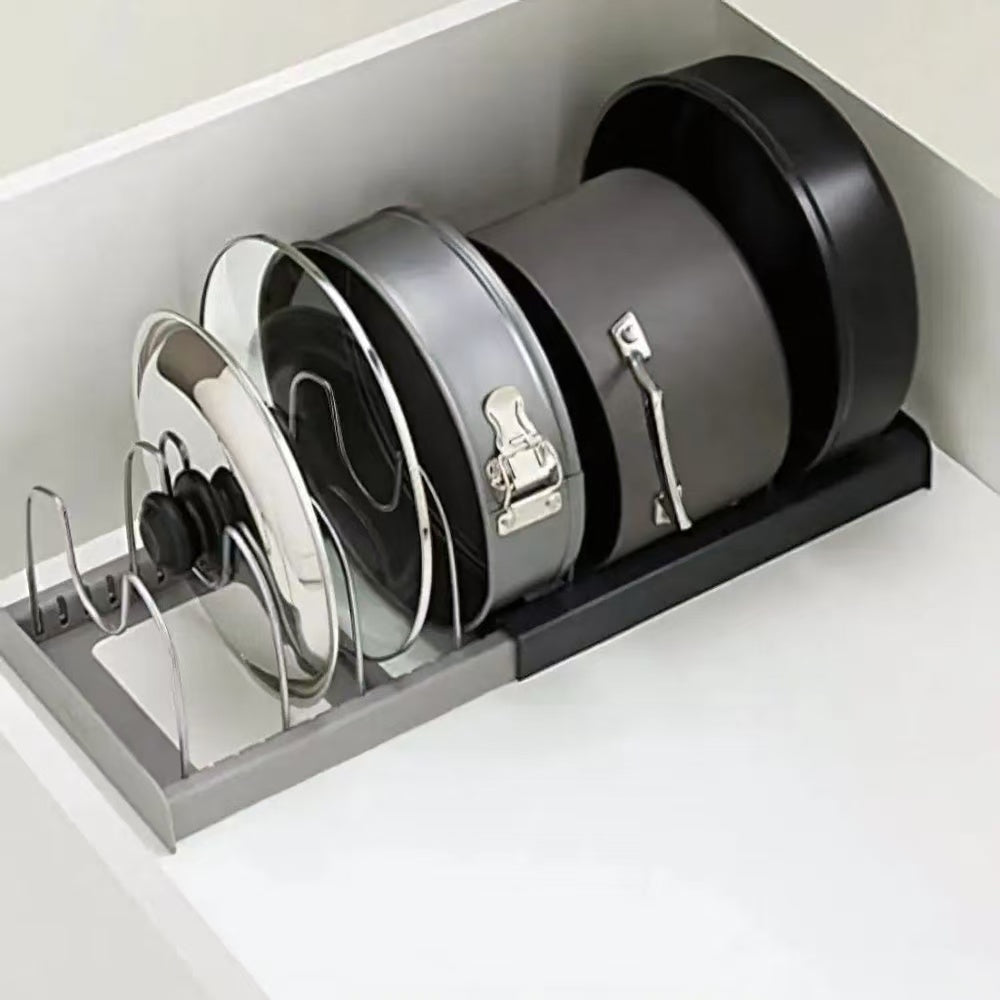 ADJUSTABLE   STAINLESS   STEEL   POT   LID ORGANIZER