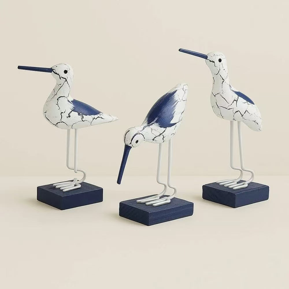 WOODEN   SEABIRD   SCULPTURE   SET