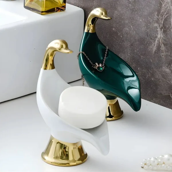 SWAN  SOAP  DISH-CERAMIC  BATHROOM  HOLDER